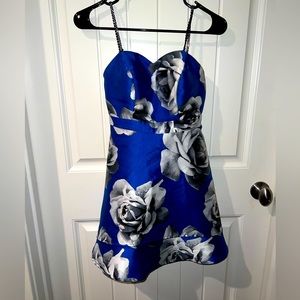 School dance dress!! Blue with grey and black flowers.